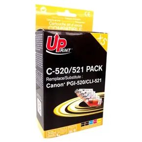 UPrint kompatibil. ink s CLI521, 2xblack/1xcyan/1xmagenta/1xyellow, C-520/521 PACK, s čipom, pre Canon iP3600, iP4600, MP620, MP63